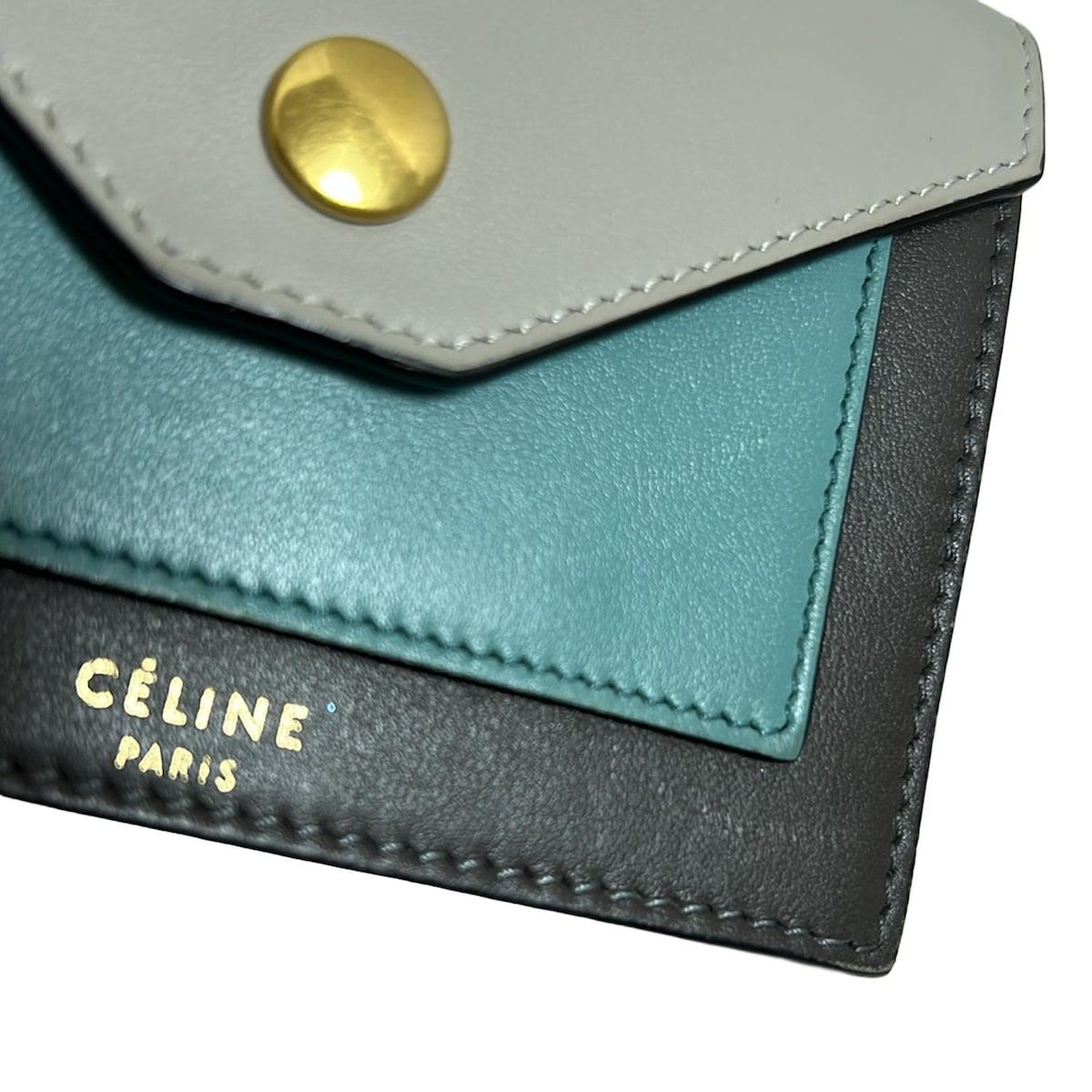 CELINE(セリーヌ) 名刺入れ - ライトグレー×ダークグレー×ブルー