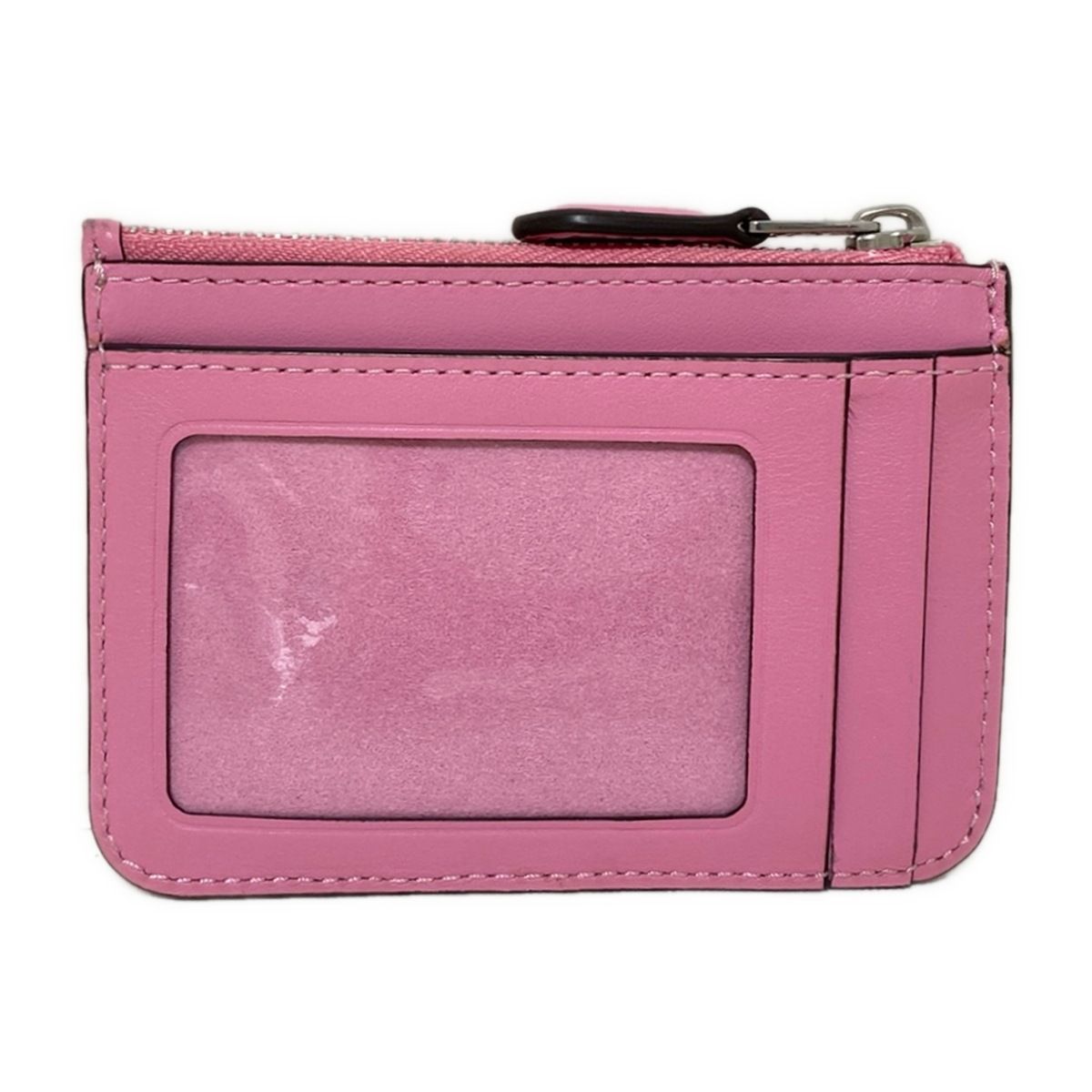 コーチ パスケース ミニ スキニー ID ケース シグネチャー キャンバス CI 185 ピンク ライトピンク コインケース キーリング付き レザー