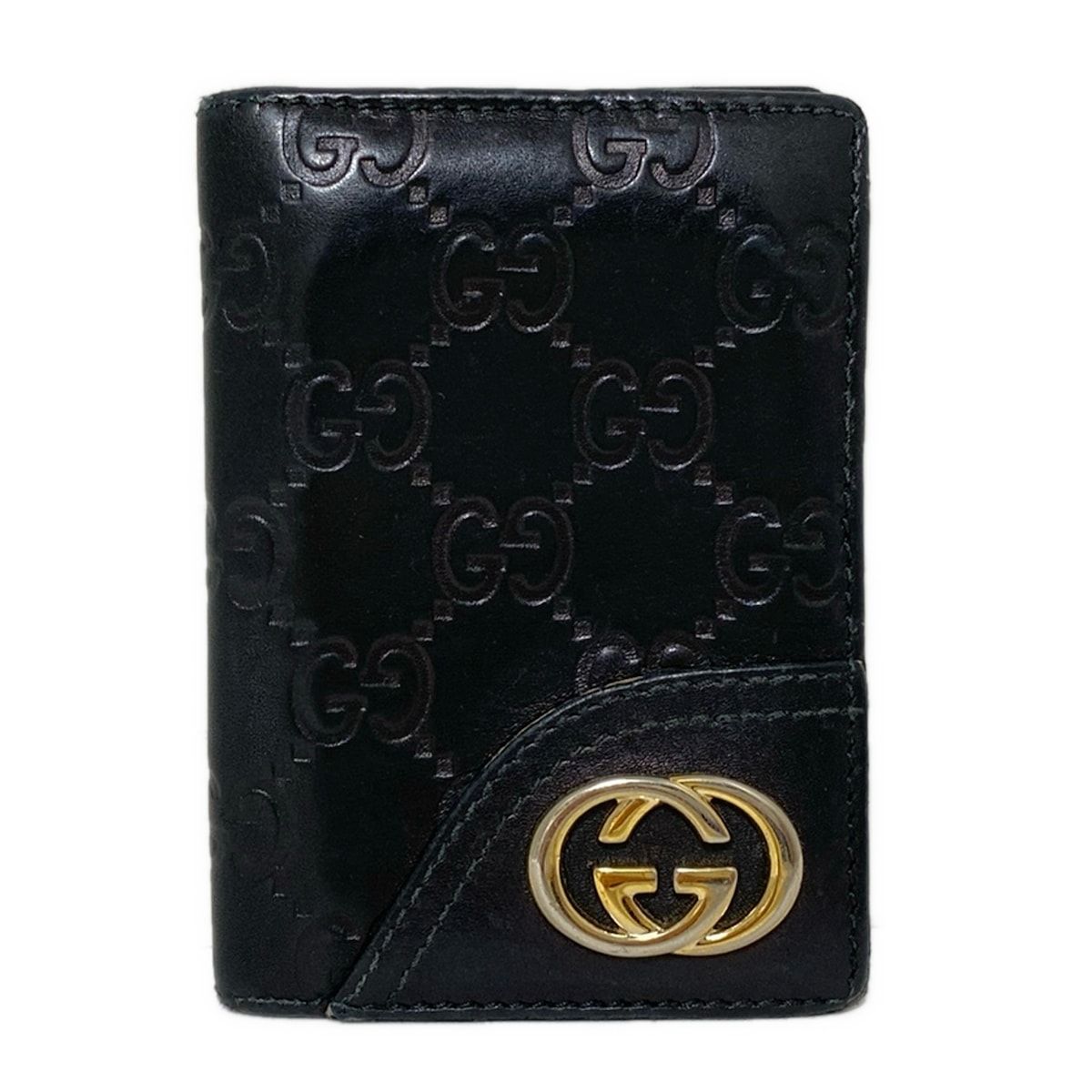 GUCCI グッチ パスケース ニューブリット シマライン 233185 黒 レザー