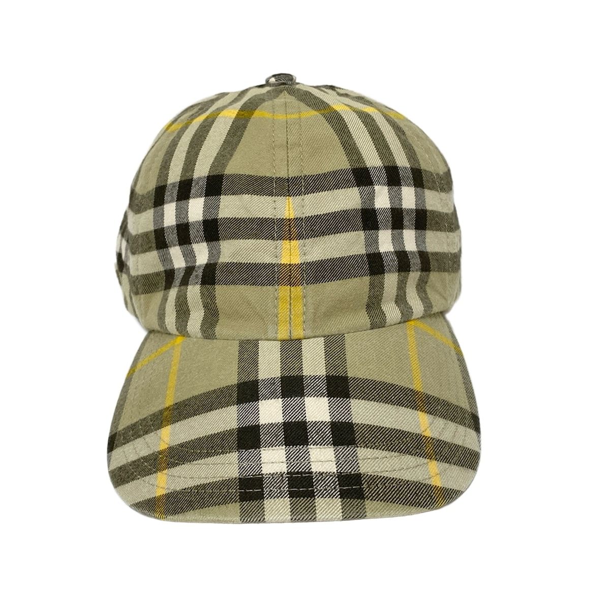 BURBERRY バーバリー キャップ L ライトカーキ ダークグレー イエロー チェック柄 コットン
