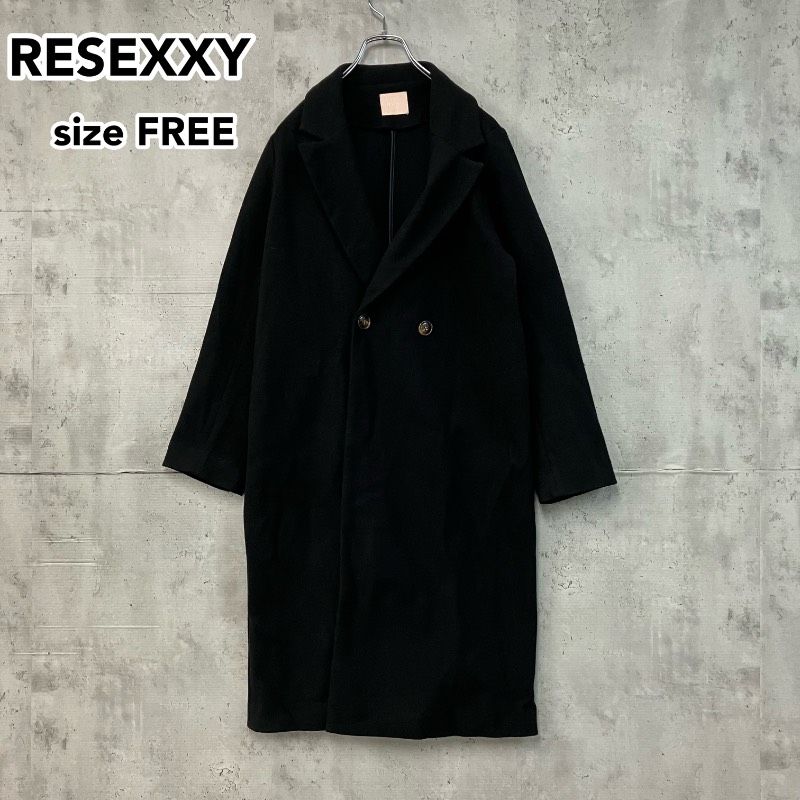 RESEXXY レディライク ロングコート ダブルブレスト ブラック 黒 F