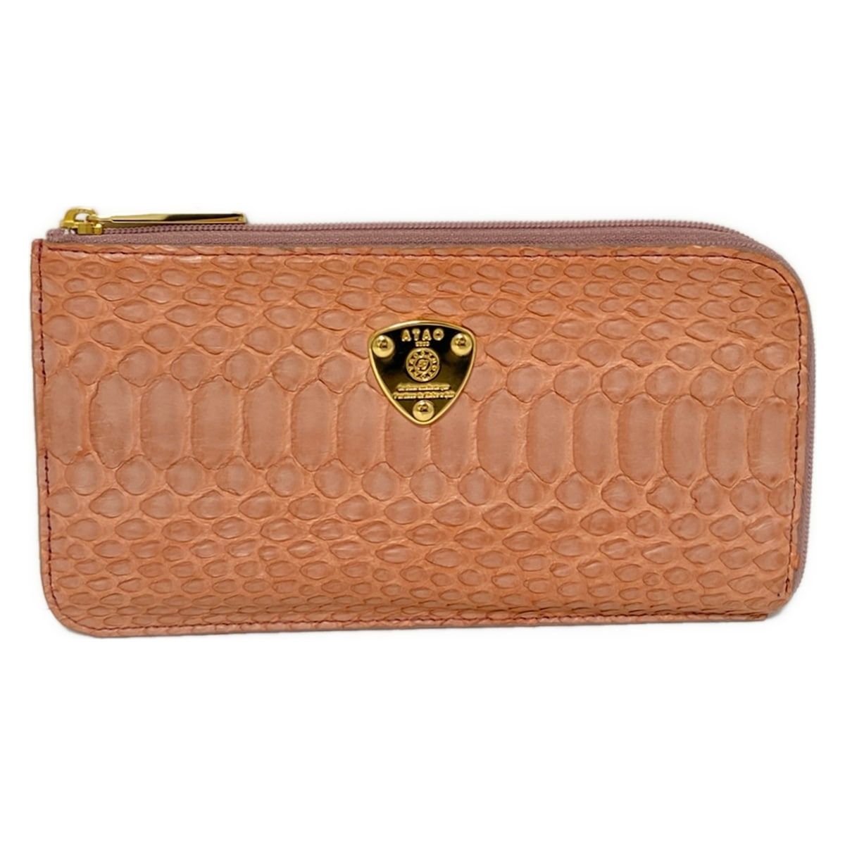 ATAO アタオ 長財布 リモ ピンク L字ファスナー 型押し加工 レザー