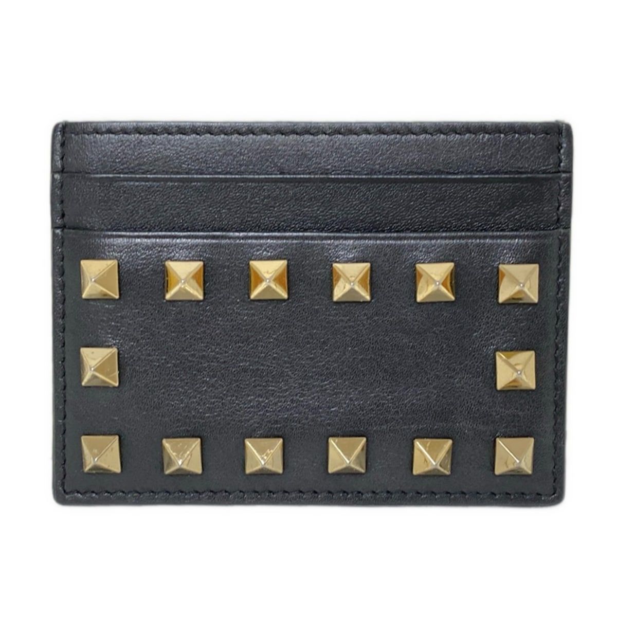 VALENTINOGARAVANI バレンチノガラバーニ カードケース ロックスタッズ 黒 ゴールド レザー