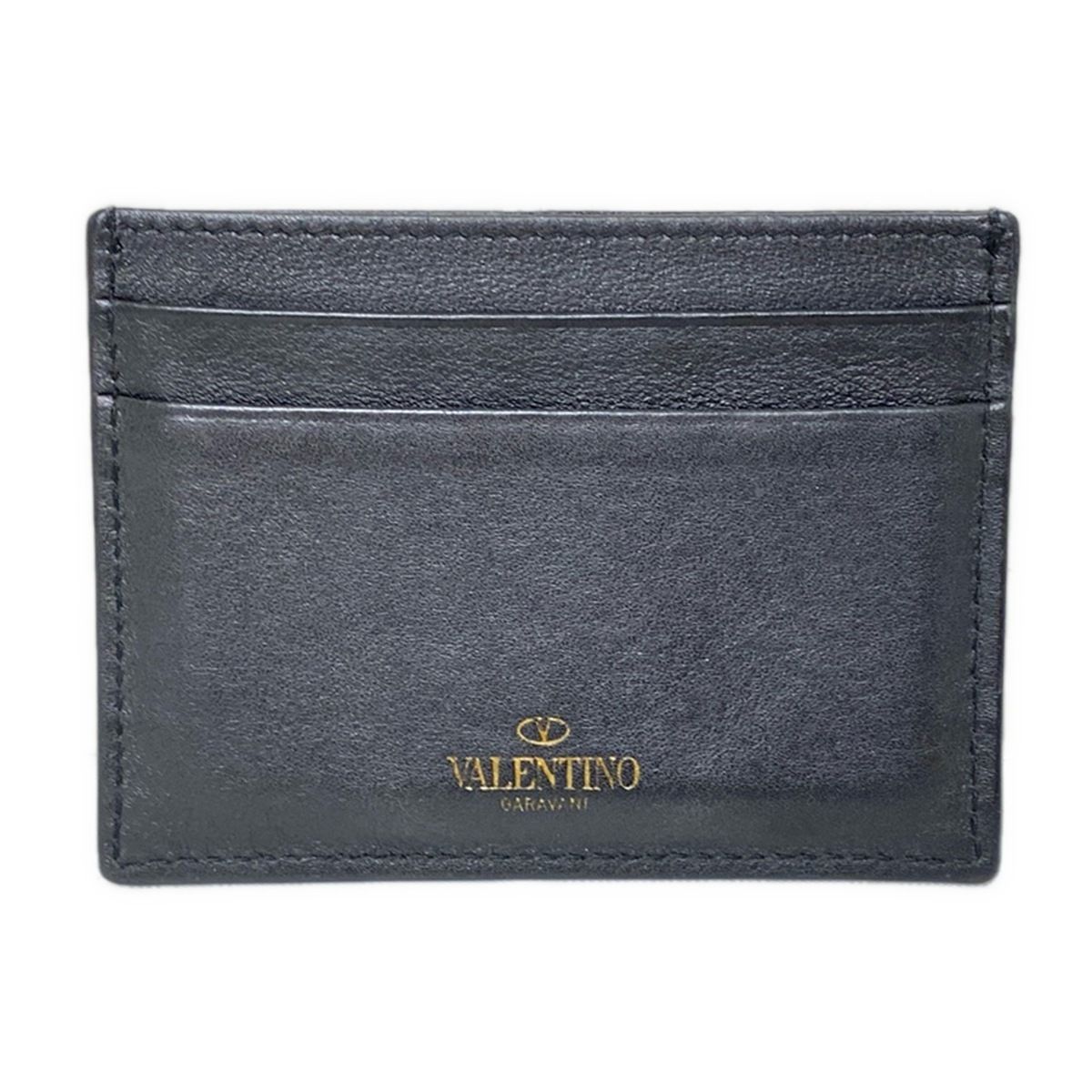VALENTINOGARAVANI バレンチノガラバーニ カードケース ロックスタッズ 黒 ゴールド レザー