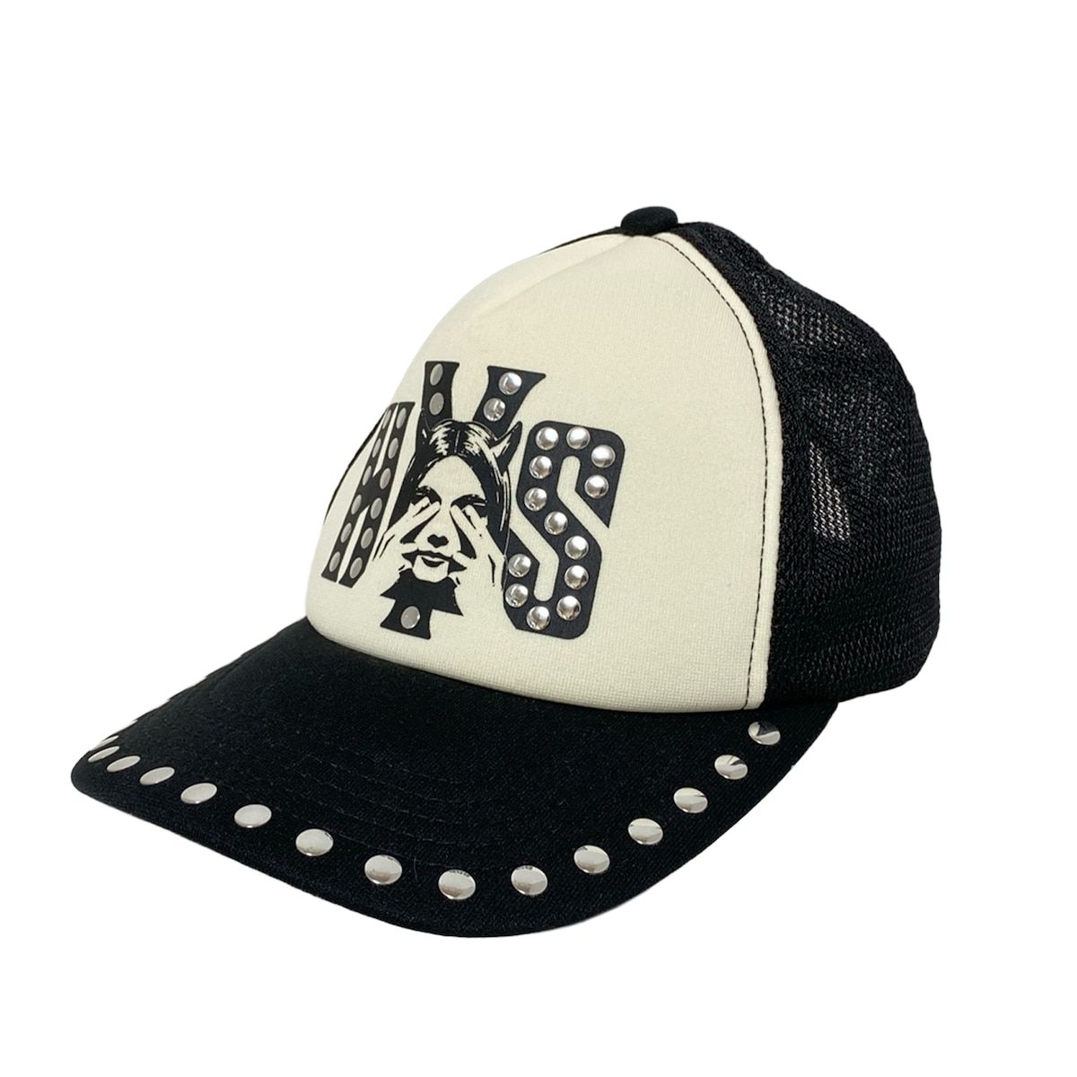 HYSTERIC GLAMOUR ヒステリックグラマー キャップ 黒 アイボリー スタッズ