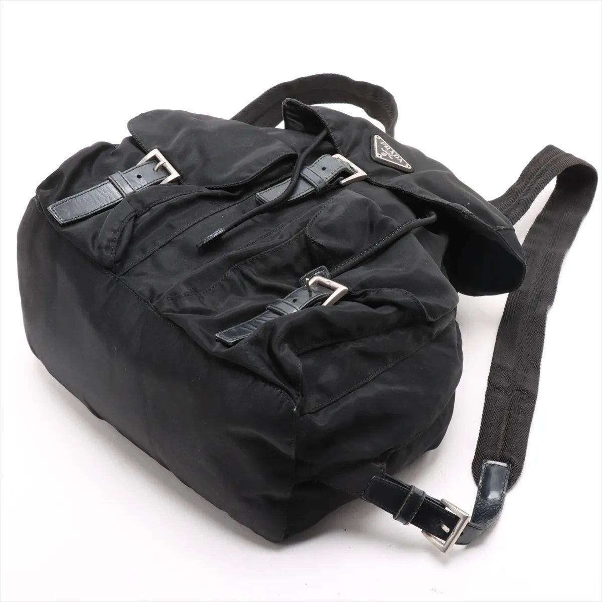 美品 プラダ テスート ナイロン トライアングルロゴ レザー×ナイロン