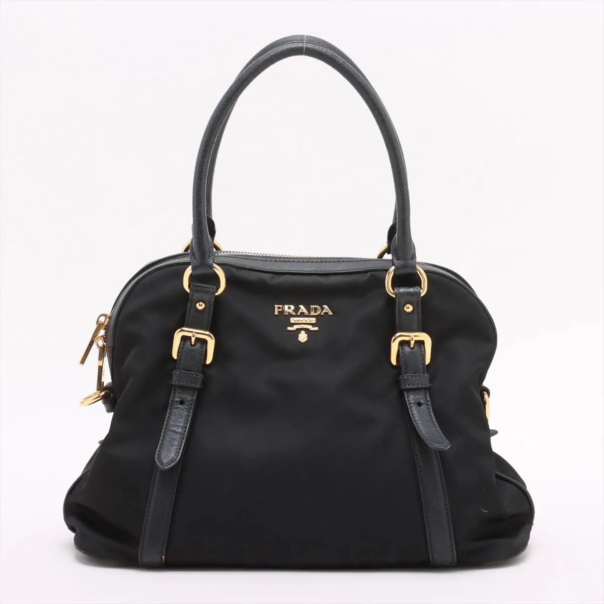 美品 プラダ テスート ナイロン サフィアーノ レザー ハンドバッグ