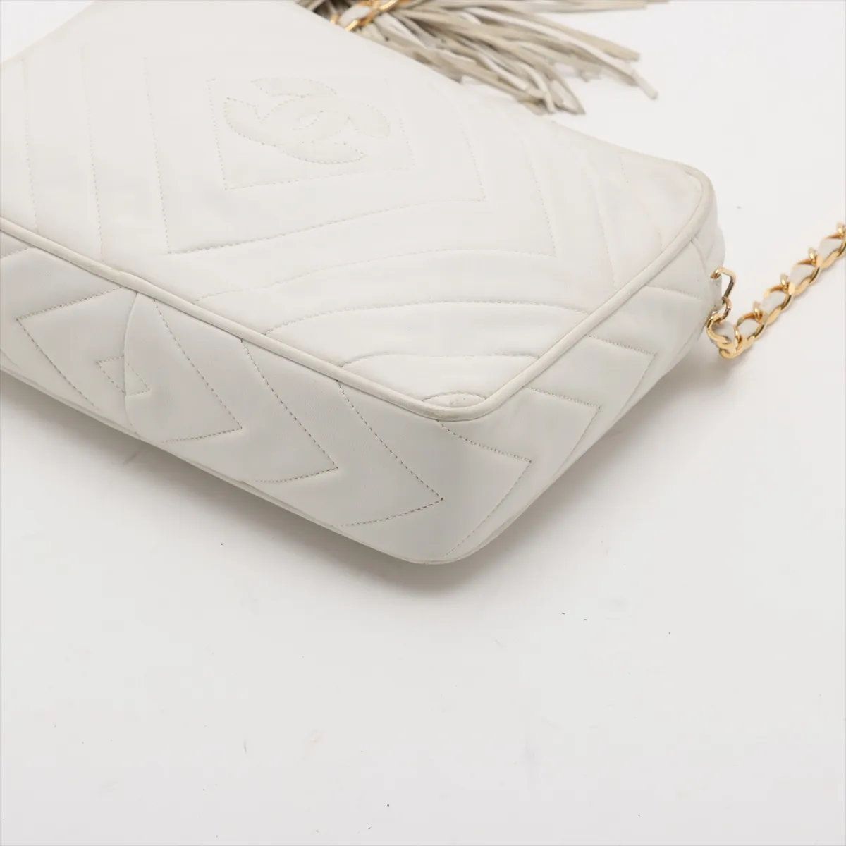 美品 シャネル ギャランティカード付 ココマーク ラムスキン チェーン