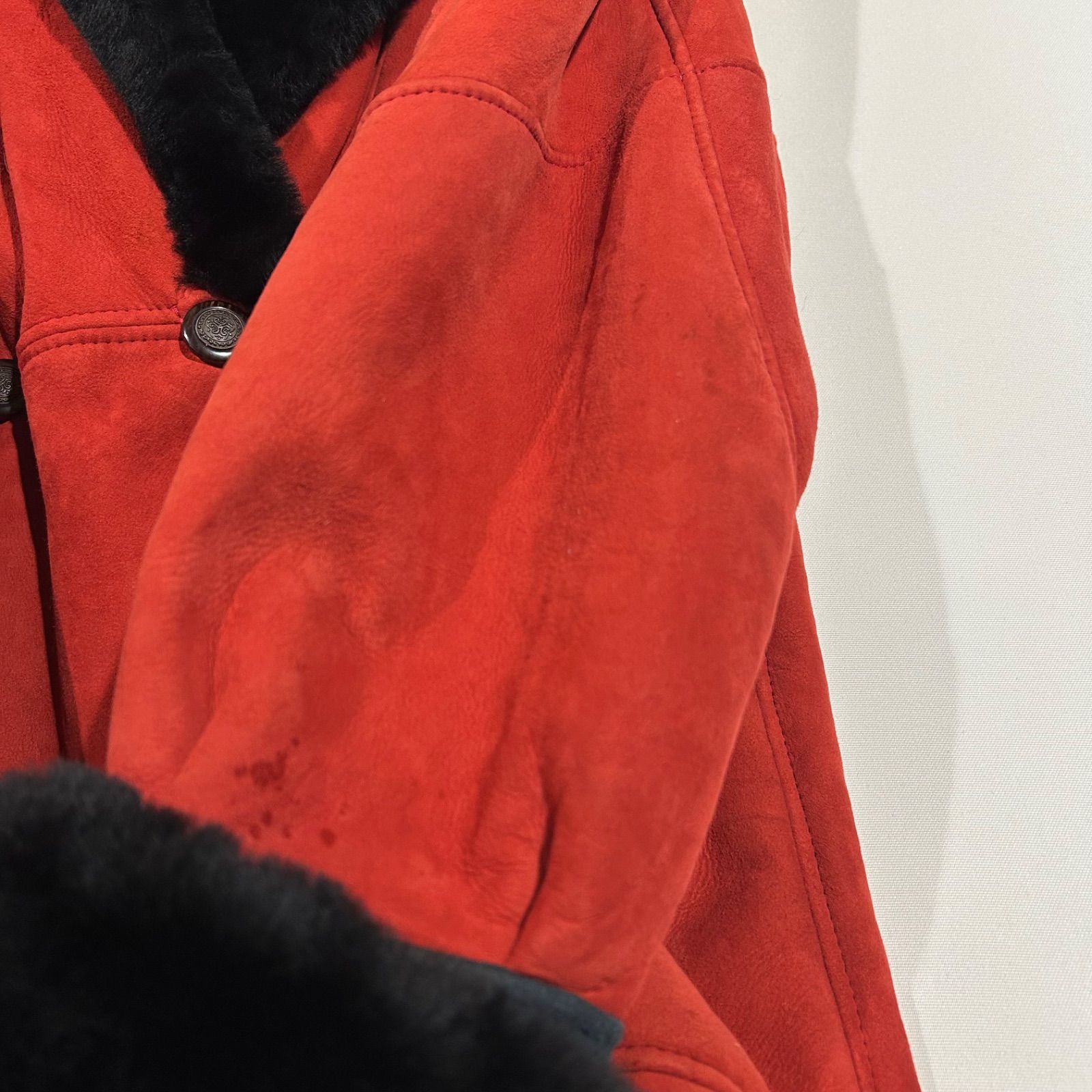 定価30万円相当!Zarrini ザリーニ 羊革 リアルムートンコート XL ザリーニ zarrini ムートンコート 女優襟 リアルレザー 羊革 赤 レッド