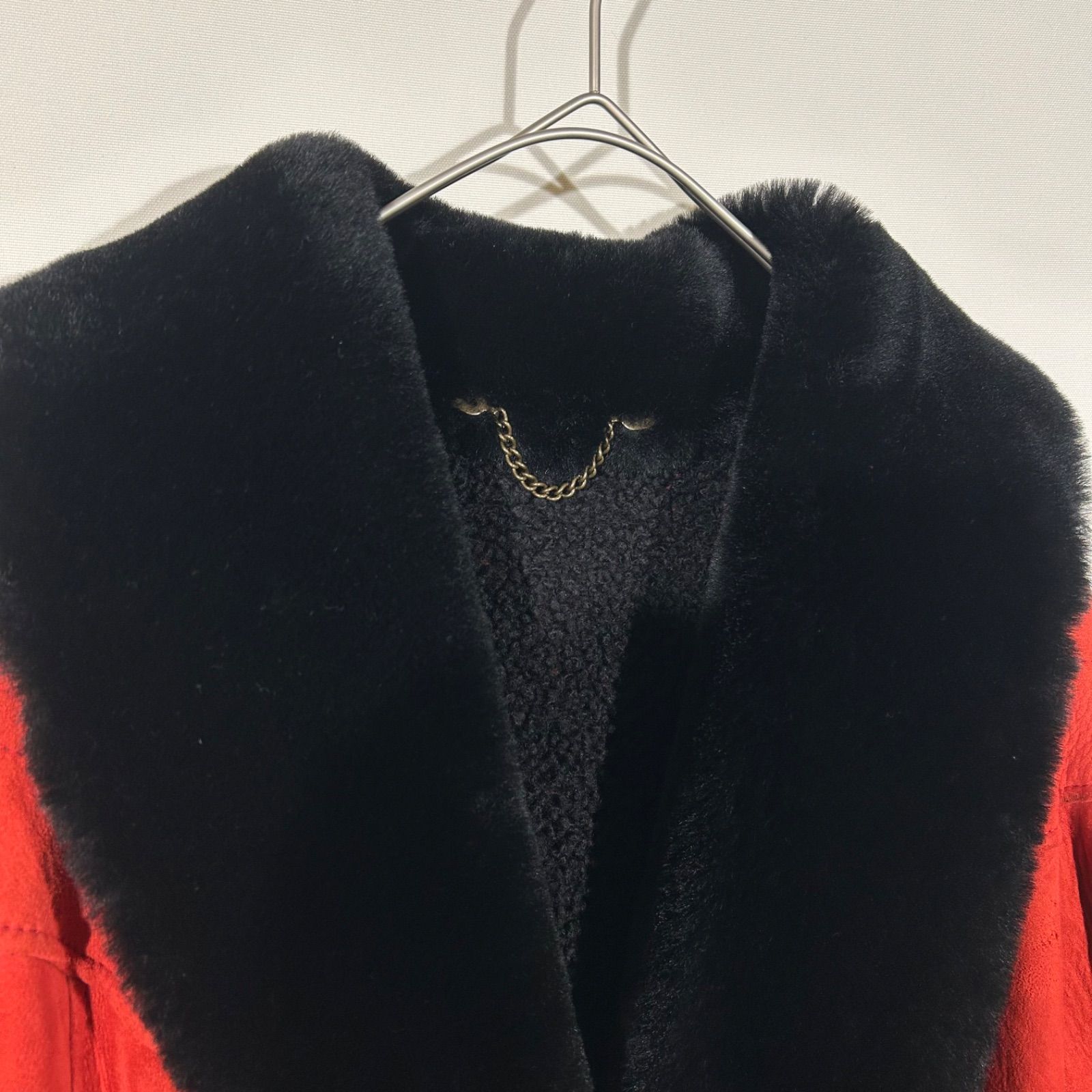 ザリーニ zarrini ムートンコート 女優襟 リアルレザー 羊革 赤 レッド