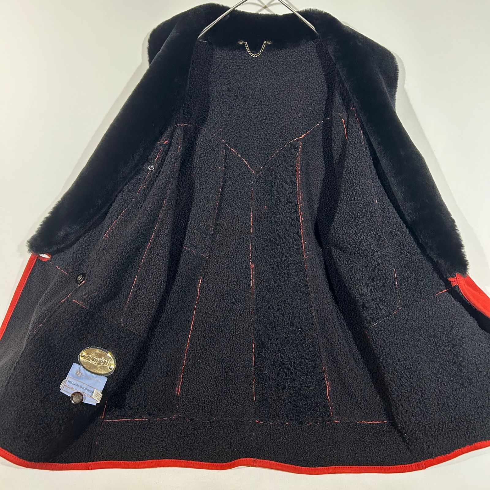 ザリーニ zarrini ムートンコート 女優襟 リアルレザー 羊革 赤 レッド