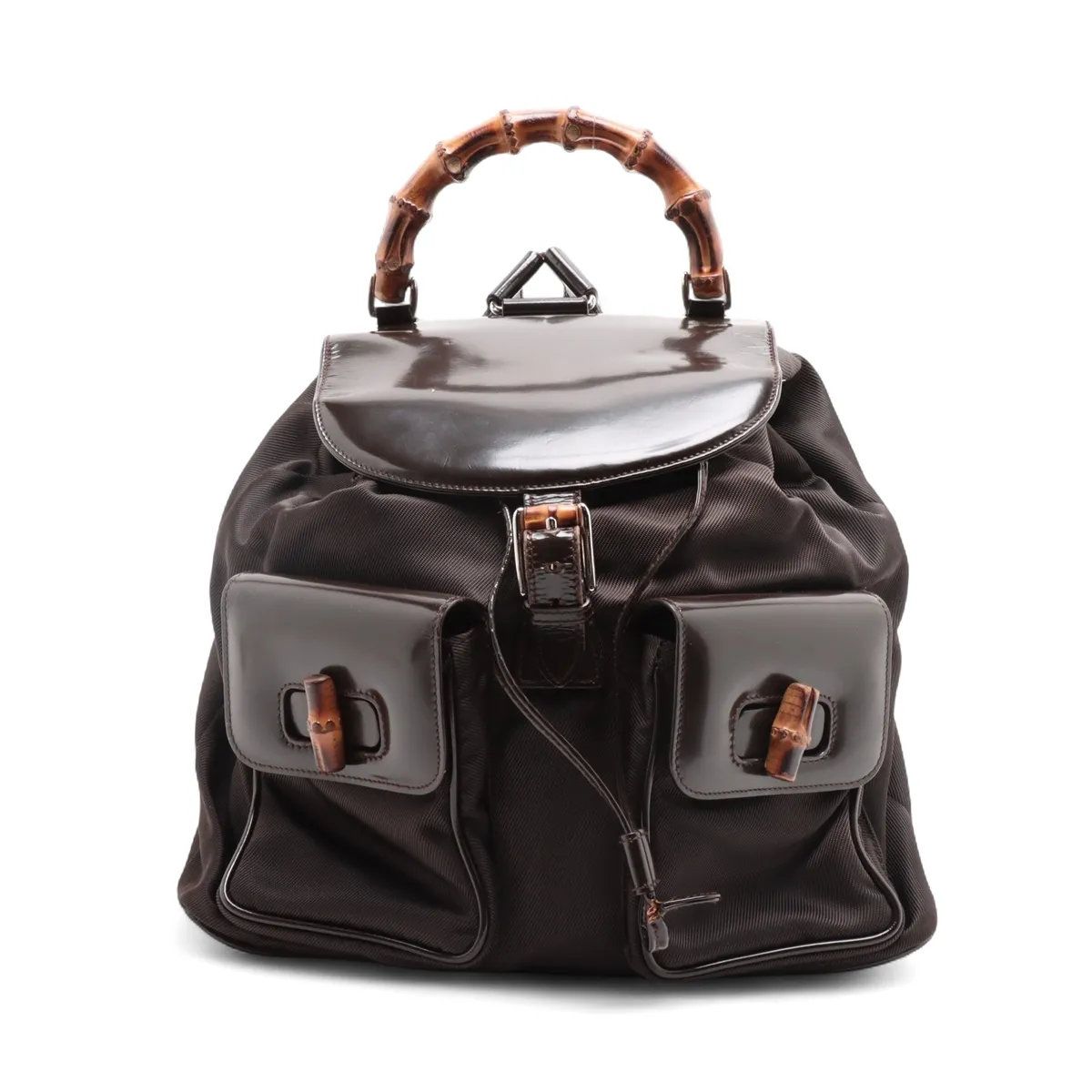 美品 グッチ バンブー レザー×ナイロン リュックサック リュック