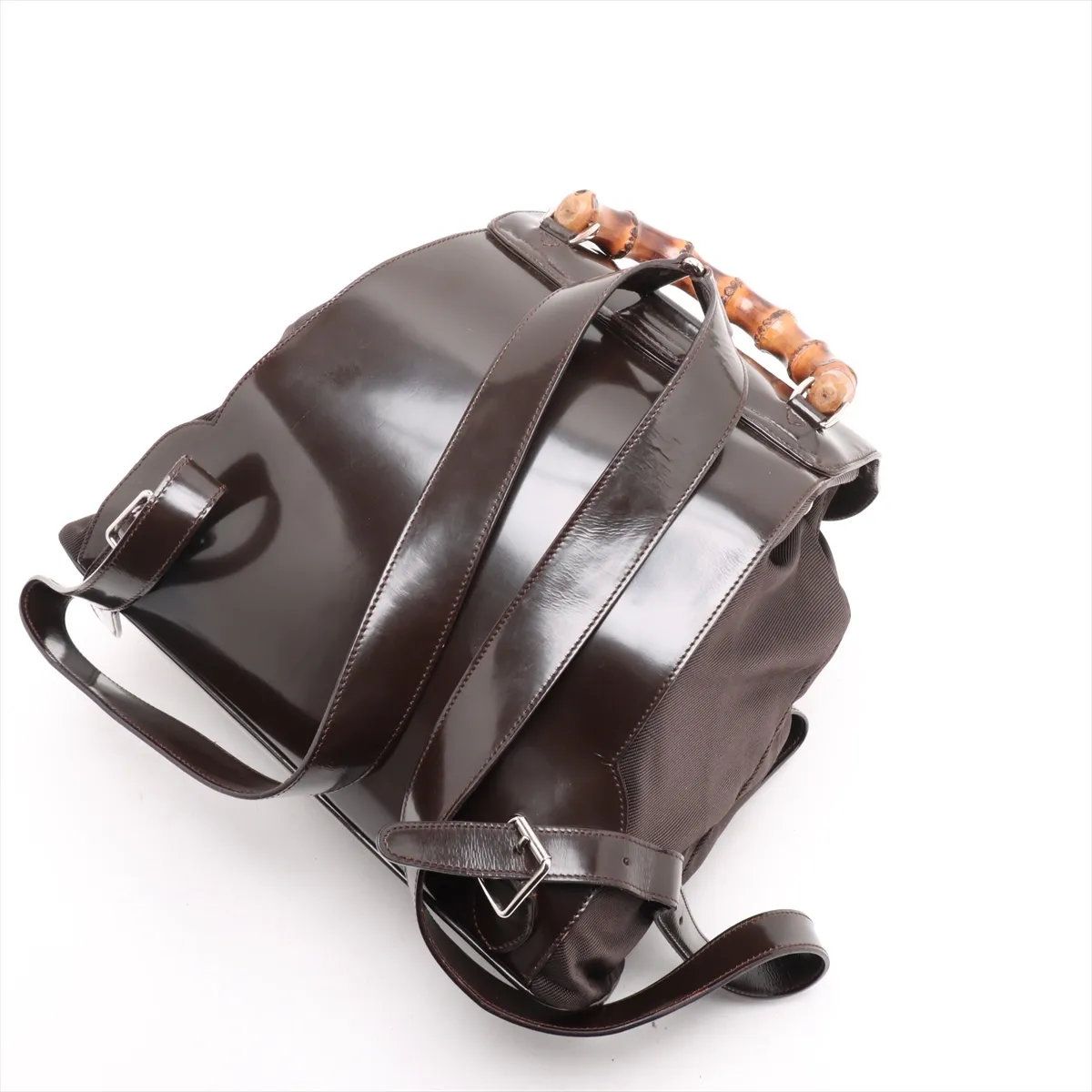 美品 グッチ バンブー レザー×ナイロン リュックサック リュック