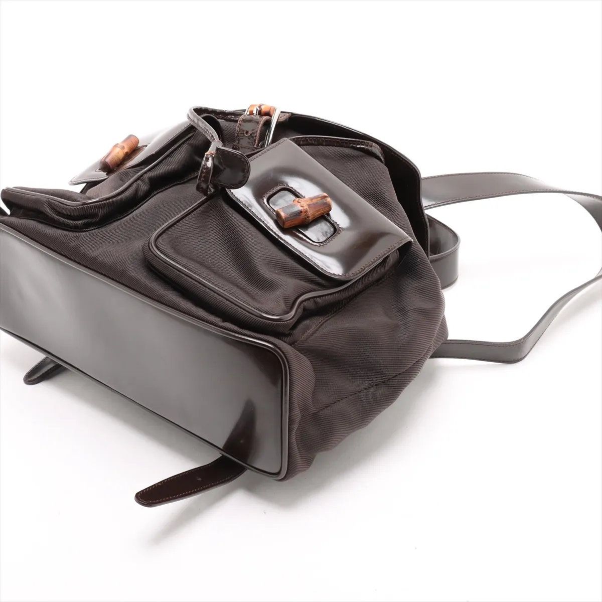 美品 グッチ バンブー レザー×ナイロン リュックサック リュック