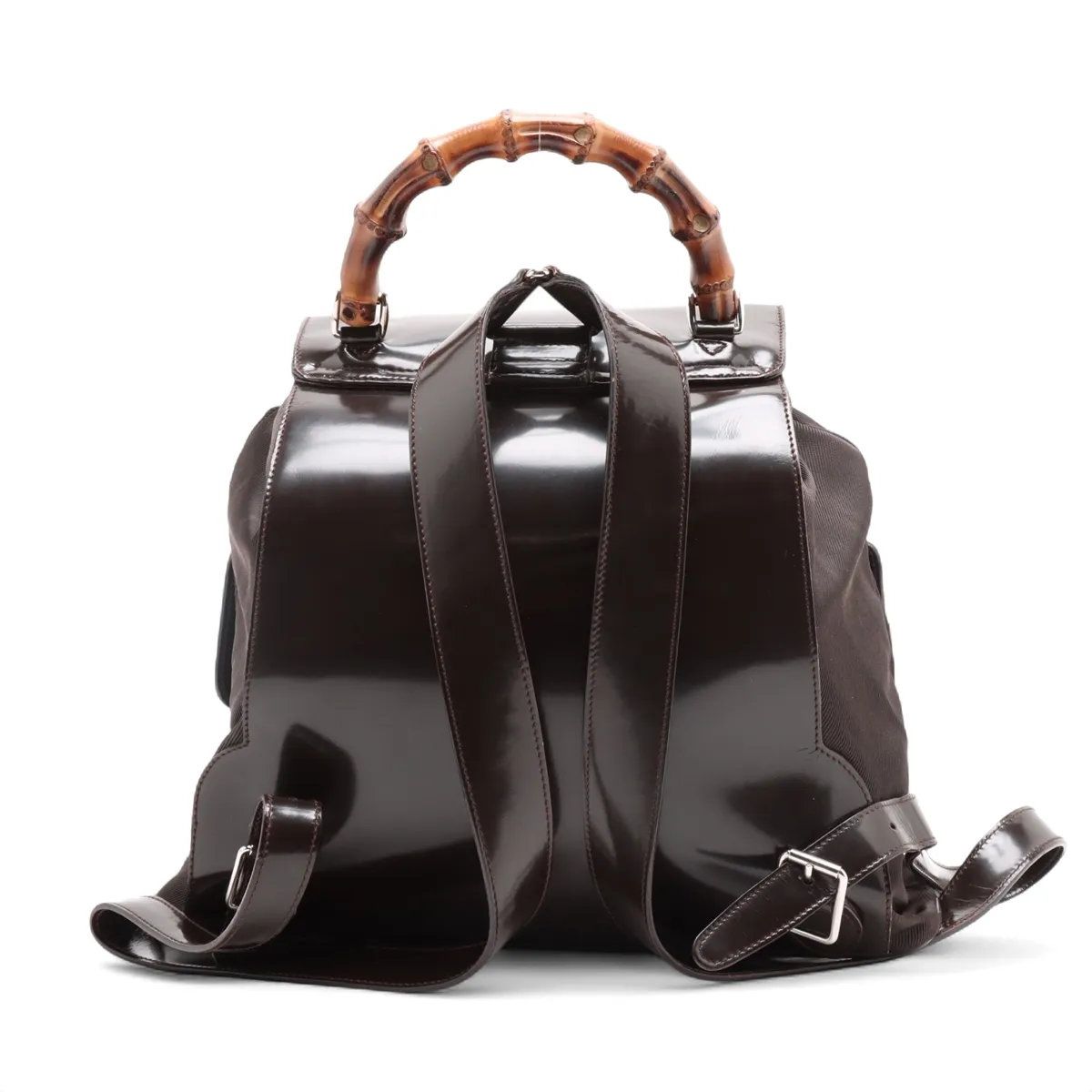 美品 グッチ バンブー レザー×ナイロン リュックサック リュック