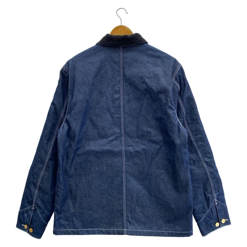 中古】Carhartt デニム カバーオール サイズL 青 襟コーデュロイ