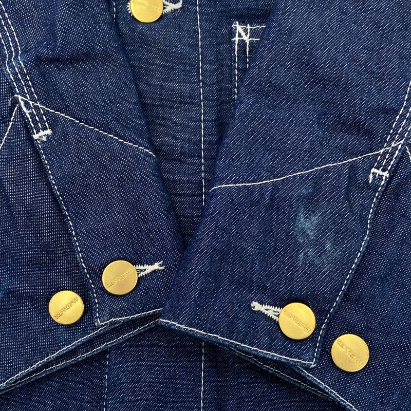 中古】Carhartt デニム カバーオール サイズL 青 襟コーデュロイ
