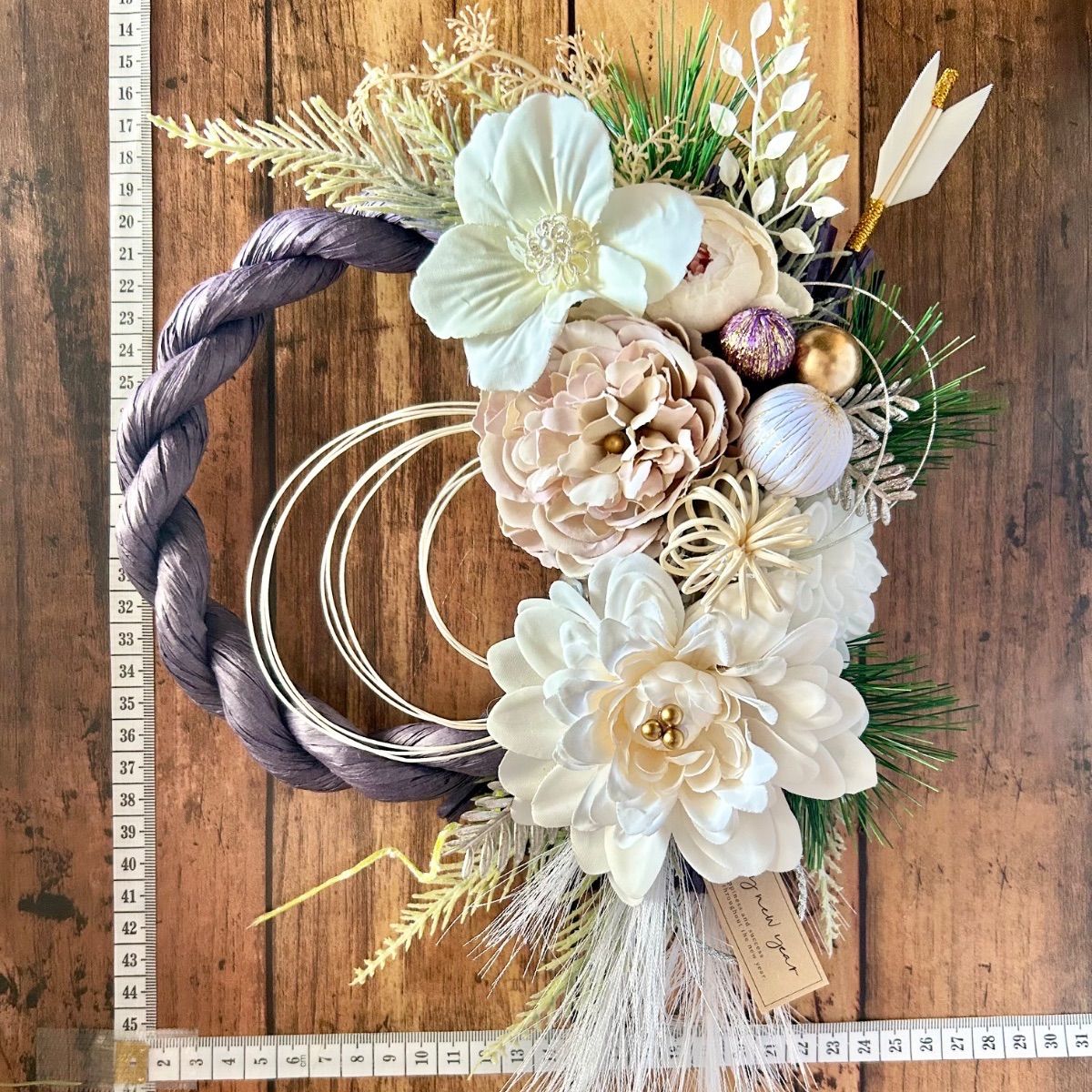 7-239 大きめしめ縄リース しめ縄飾り お正月リース お正月飾り 門扉