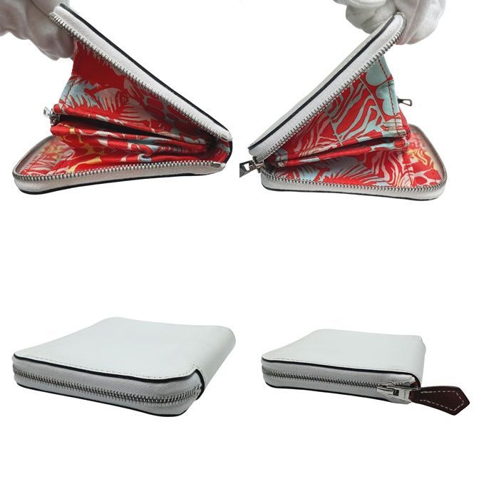 【中古】 HERMES エルメス アザップ シルクイン コンパクトウォレット エバーカラ ホワイト ニューホワイト パラジウム金具 B刻 財布  レディース メンズ  25019093 HO 中古】 HERMES エルメス アザップ シルクイン コンパクトウォレット