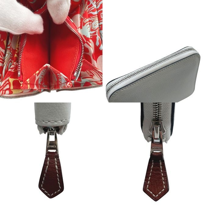 【中古】 HERMES エルメス アザップ シルクイン コンパクトウォレット エバーカラ ホワイト ニューホワイト パラジウム金具 B刻 財布  レディース メンズ  25019093 HO 中古】 HERMES エルメス アザップ シルクイン コンパクトウォレット