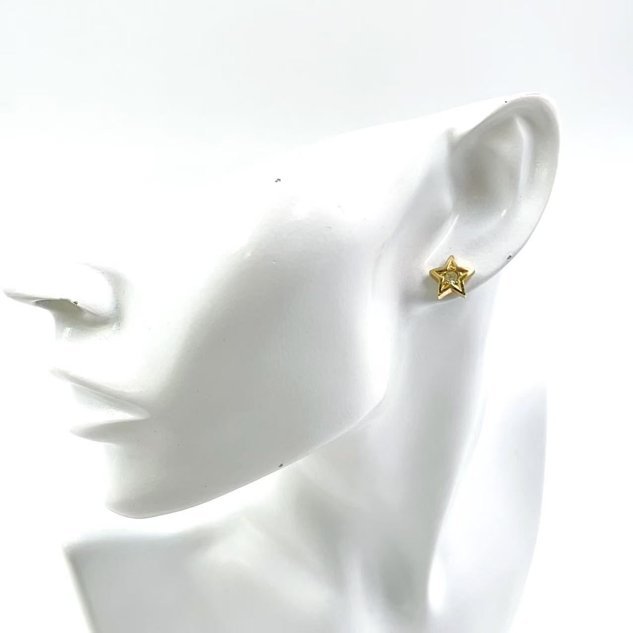 Christian Dior スターモチーフ 一粒ラインストーン GP ゴールド