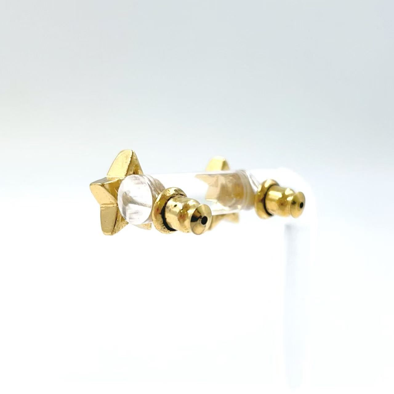 Christian Dior 1粒ラインストーン付きスターモチーフピアス　美品 Christian Dior スターモチーフ 一粒ラインストーン GP ゴールド