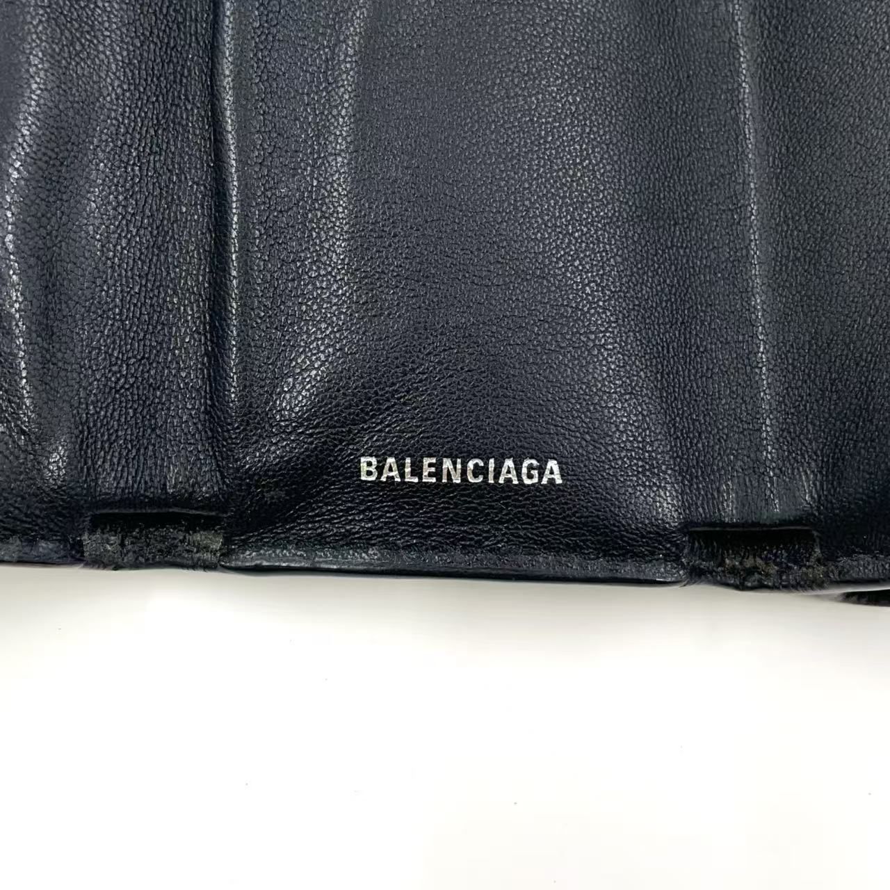 BALENCIAGA エブリデイ ロゴ 購入 三つ折り レザー ブラック 財布