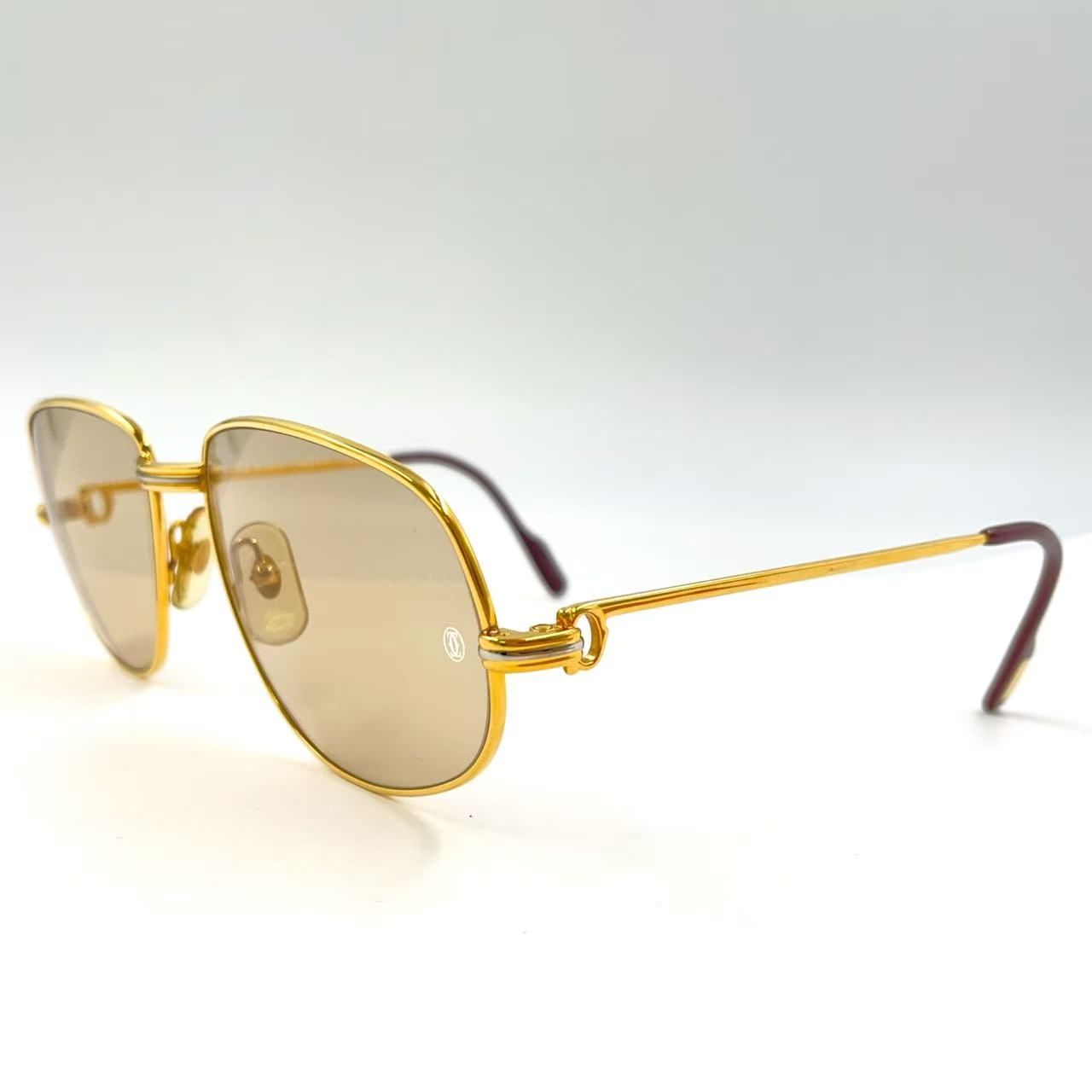 Cartier トリニティ ロゴ GP ゴールド×ブラウン×ボルドー サングラス