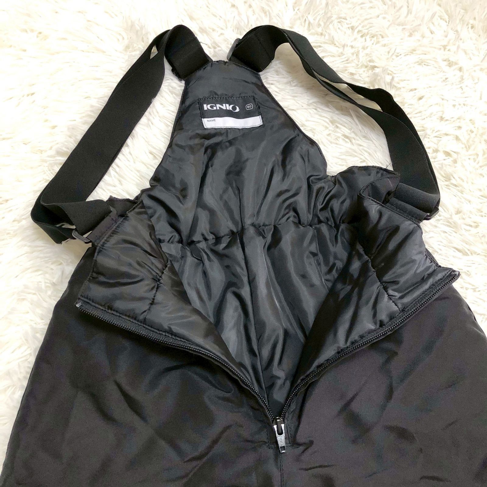 クリーニング済み】IGNIO ジャンプスーツ ズボン 黒 スキーウェア