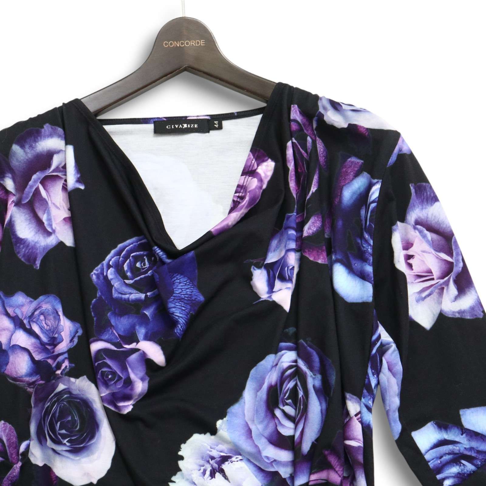 CIVARIZE シヴァーライズ 通年 薔薇 ローズ総柄 ドレープネック 長袖