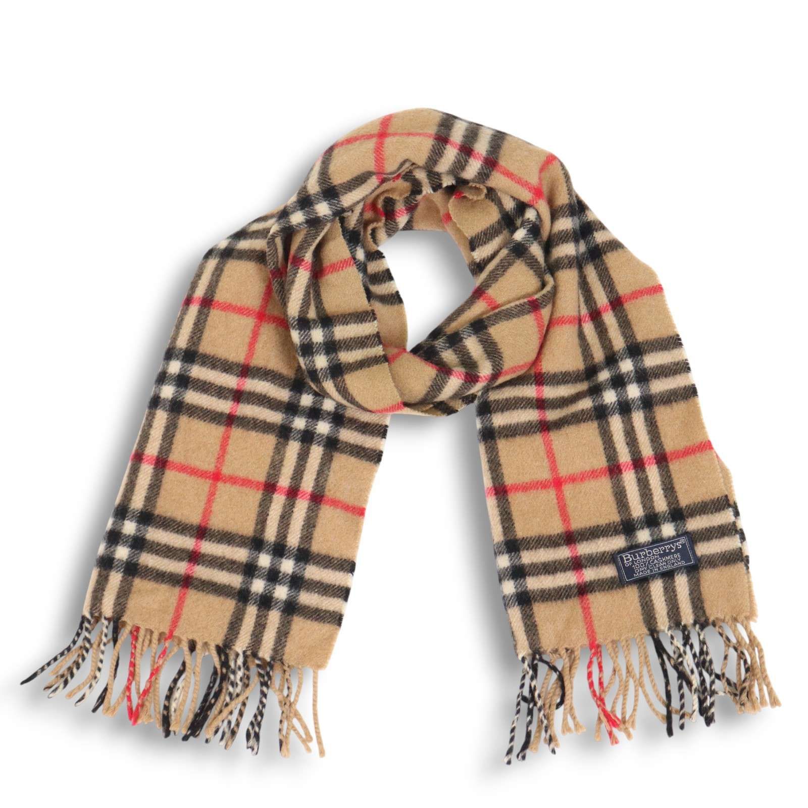 Burberrys カシミヤ100% マフラー ノバチェック 英国製 良品】バーバリー カシミヤ100% ベージュ 英国製 ノバチェック