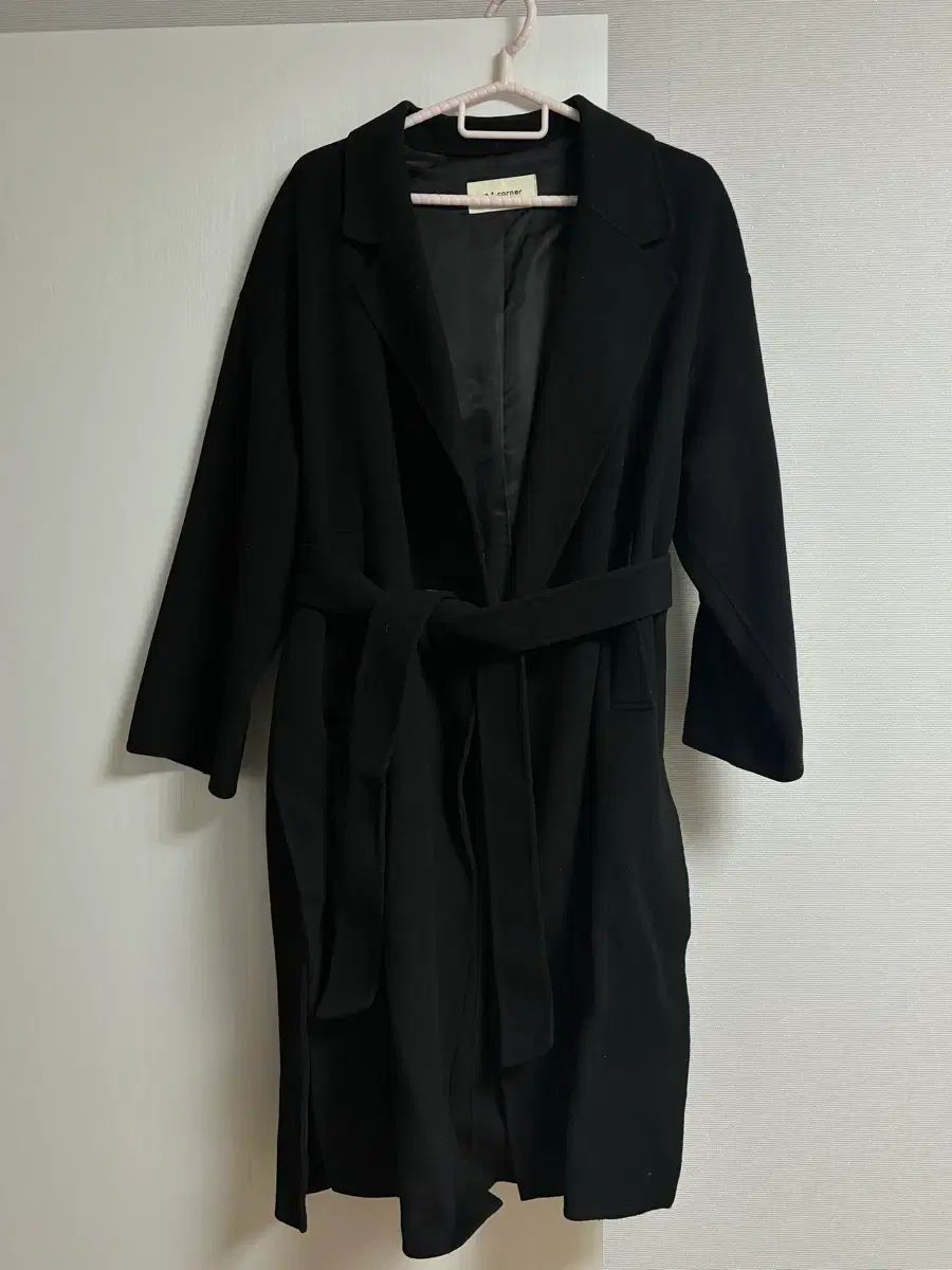 A T CORNER アットコーナー ロングコート ブラック