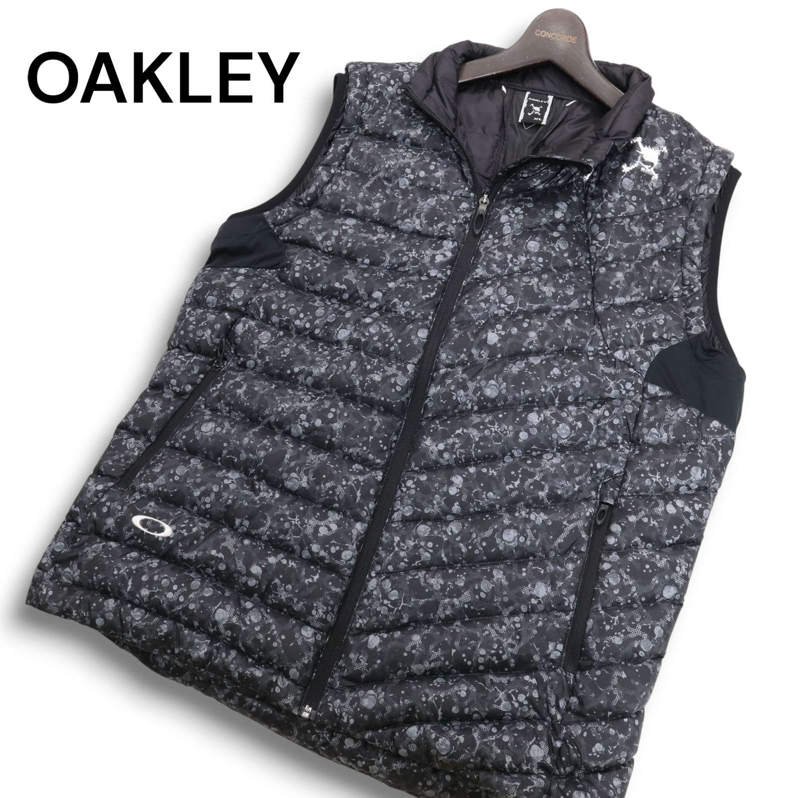OAKLEY オークリー スカル 秋冬 スカル刺繍 総柄 ダウン ベスト Sz.XL メンズ ゴルフ