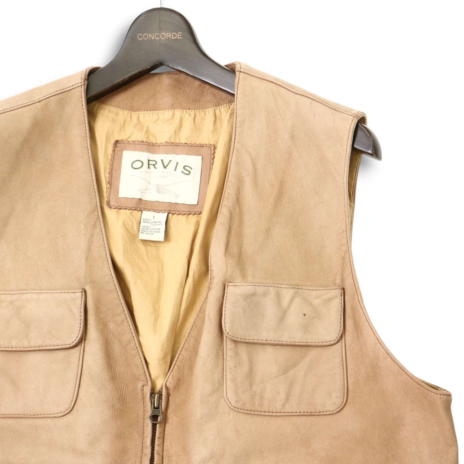 2000's ORVIS オービス レザー パイピング コットンベスト ORVIS オービス オルビス 秋冬 リアル レザー ハンティング ベスト
