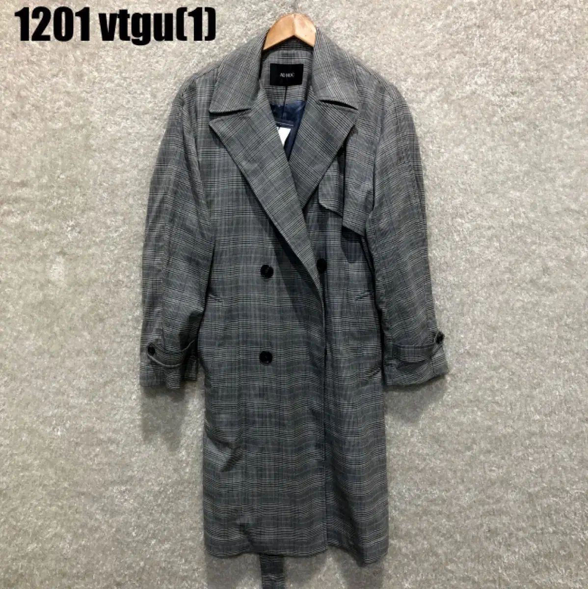 AD HOC チェック ロング トレンチコート L