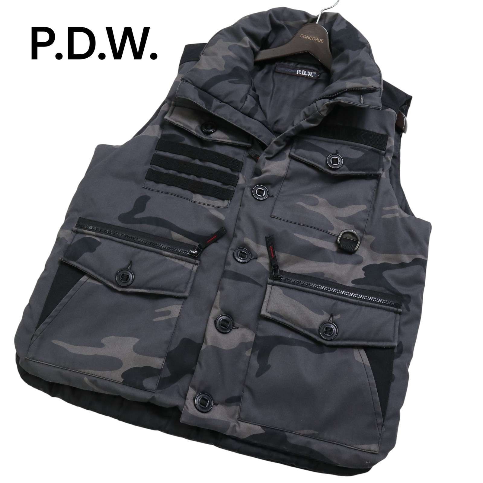 P.D.W. AVIREX アヴィレックス 6662011 秋冬 迷彩 カモフラ柄 中綿 ミリタリー タクティカル ベスト Sz.XL メンズ