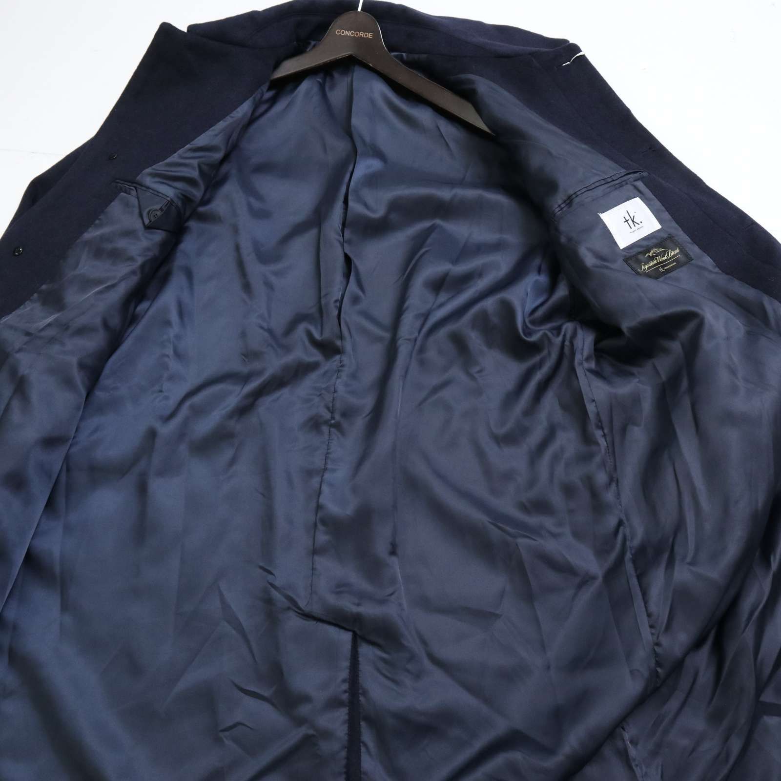 【新品 24AW】 tk TAKEO KIKUCHI タケオキクチ 秋冬 ウール混 ステンカラー コート Sz.M メンズ ネイビー 未使用
