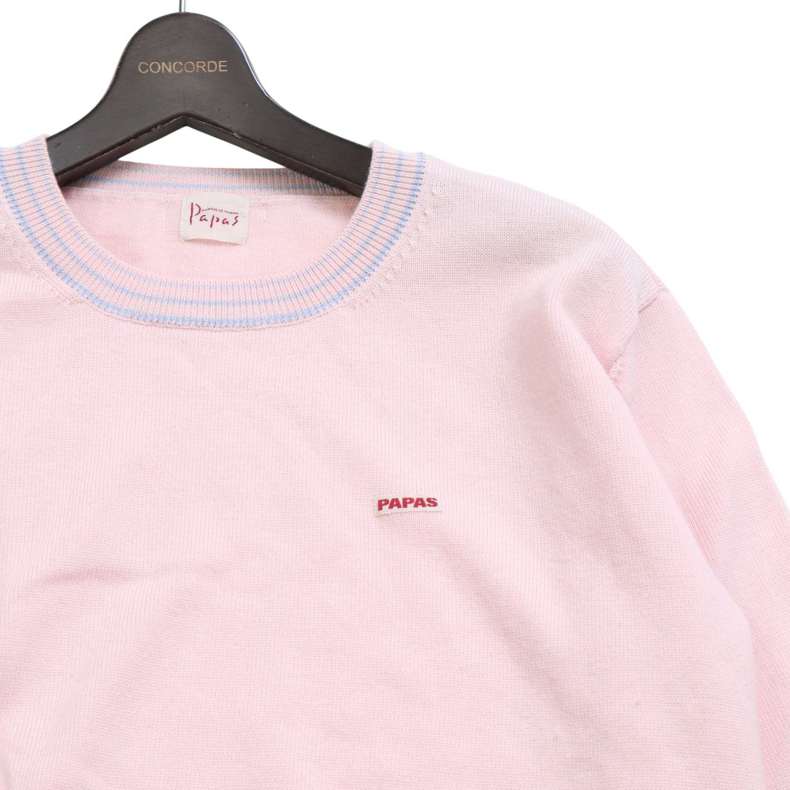 papas ニット Papas パパス 秋冬 ロゴ☆ ウール100% クルーネック ニット セーター