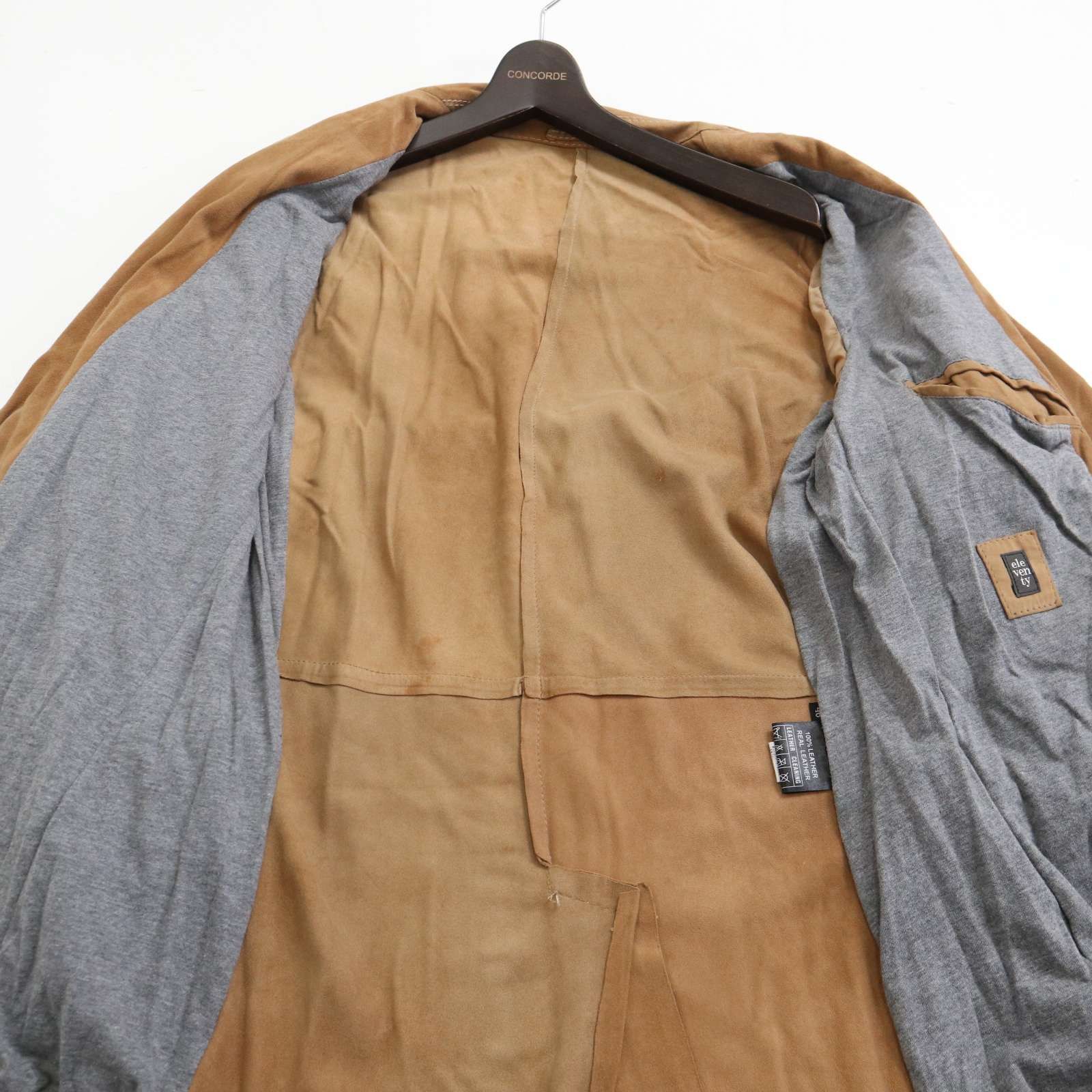 ELEVENTY イレブンティ スエードレザー チェック総柄 ダウンベスト 56