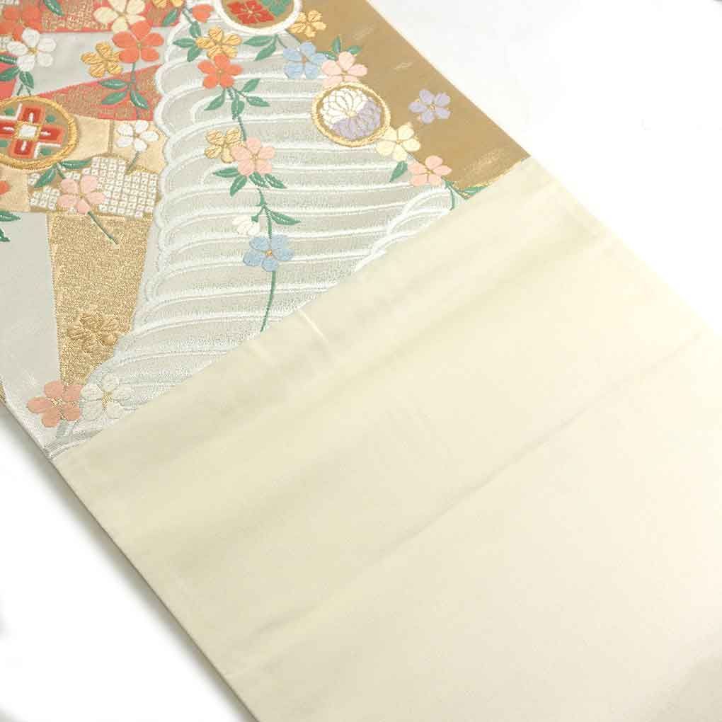 袋帯 幅30.5cm 長さ422cm レディース 花柄 秋冬春用 正絹（シルク