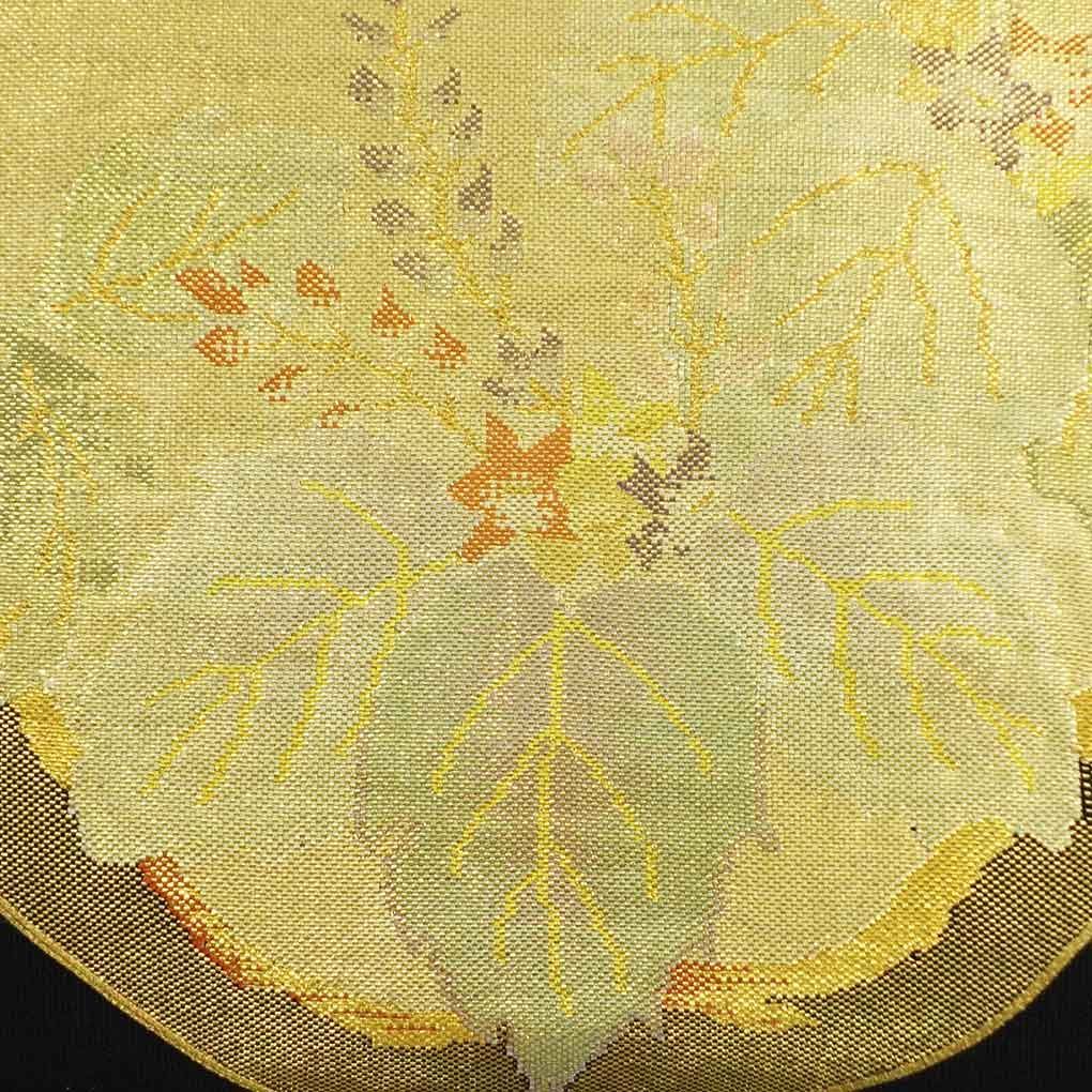 名古屋帯 幅30 cm 長さ363 レディース 桐 秋冬春用 正絹 シルク ブラック リメイク リユース リサイクル 呉服のきくや