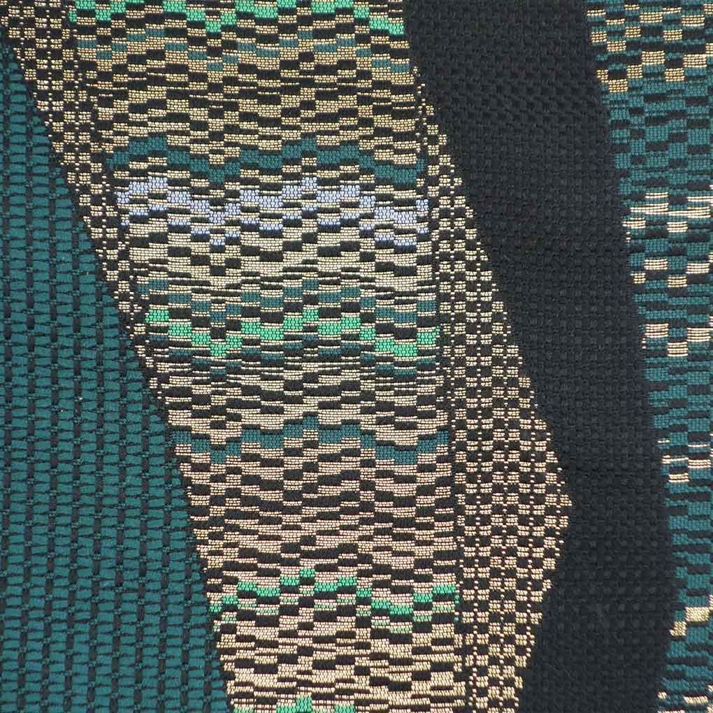 名古屋帯 幅31 cm 長さ363 レディース 抽象柄 秋冬春用 正絹 シルク ブラック リメイク リユース リサイクル 呉服のきくや