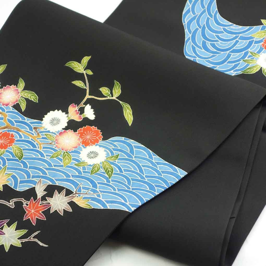 名古屋帯 幅30cm 長さ365cm レディース 青海波 秋冬春用 正絹（シルク