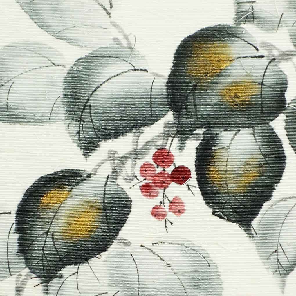 名古屋帯 幅30 cm 長さ369 レディース 薔薇柄 秋冬春用 正絹 シルク ホワイト 作家もの リメイク リユース リサイクル 呉服のきくや