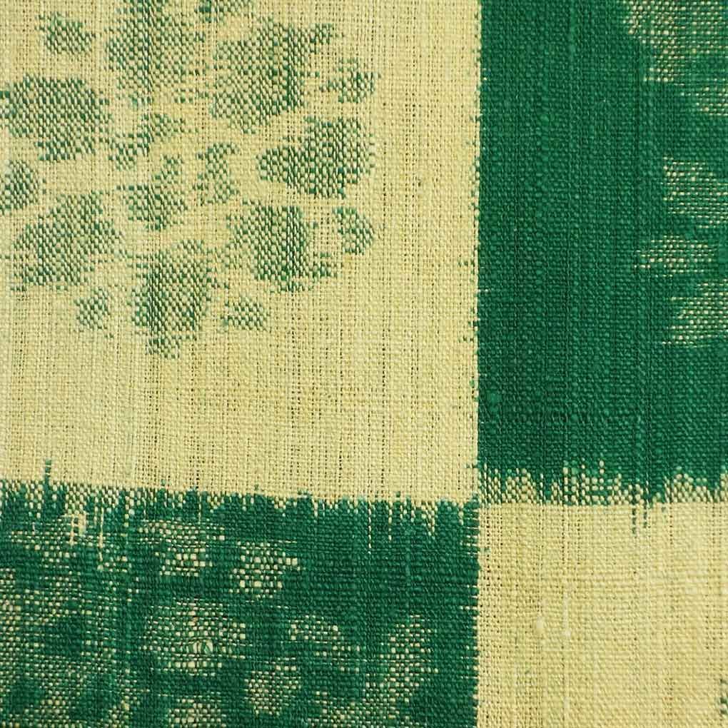 名古屋帯 幅31 cm 長さ364 レディース 市松 秋冬春用 正絹 シルク グリーン リメイク リユース リサイクル 呉服のきくや