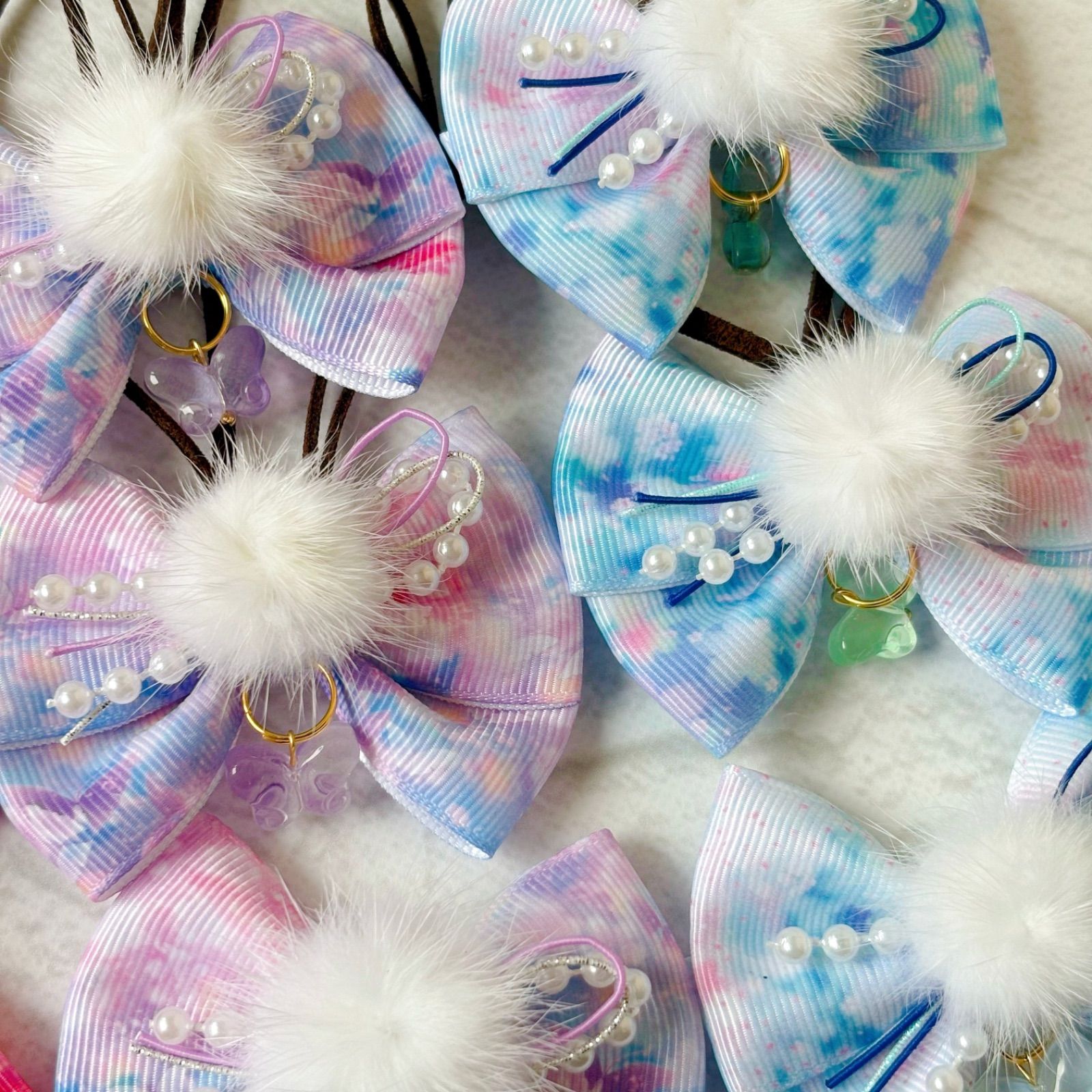 在庫限り】 10本 トリミングチョーカー 《086》 お正月 蝶々 ファー