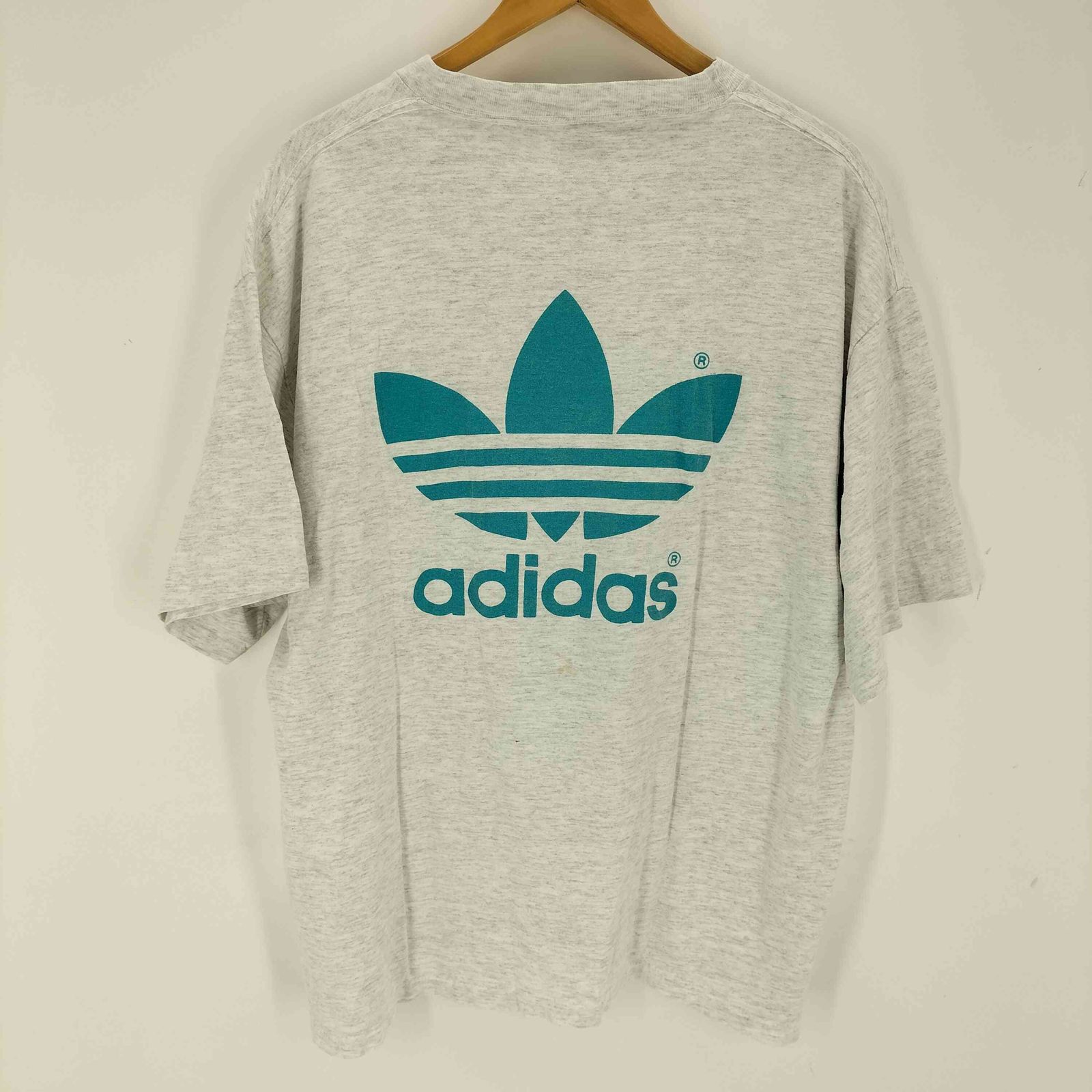 アディダス adidas 90S USA製 万国旗タグ プリントクルーネックTシャツ