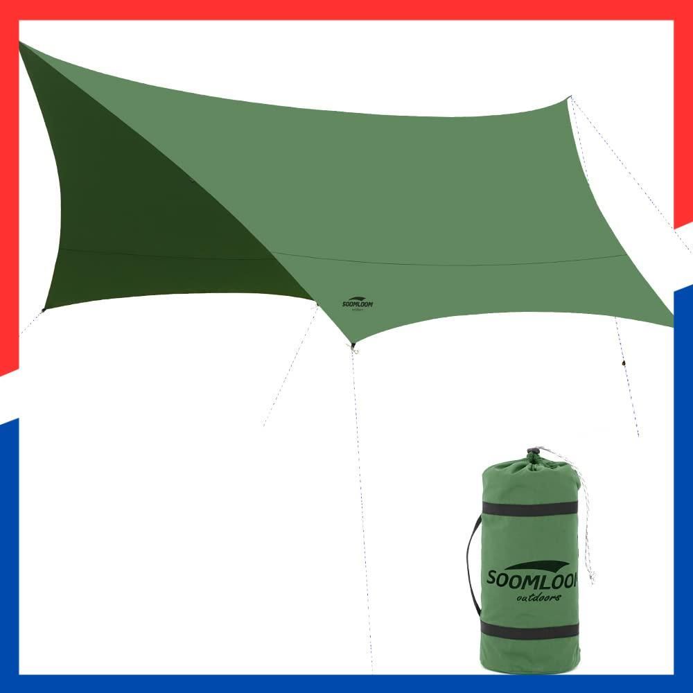 サンシェード 遮熱性 耐火性 耐水性優れ アウトドア ファイアプレイス ポリコットンTC 焚き火可 Soomloomヘキサタープ4.2ｍｘ4.1ｍ