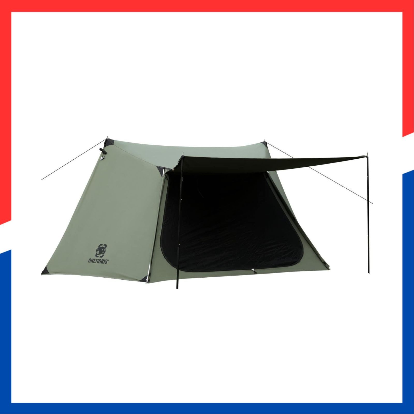 通気 ポリコットン素材 設営簡単 耐久 軍幕 ソロテントポール付き パップテント グランドシート付き TCテント キャンプ 焚き火 ツーリング SOLO 1 2人用 OneTigris 家族用