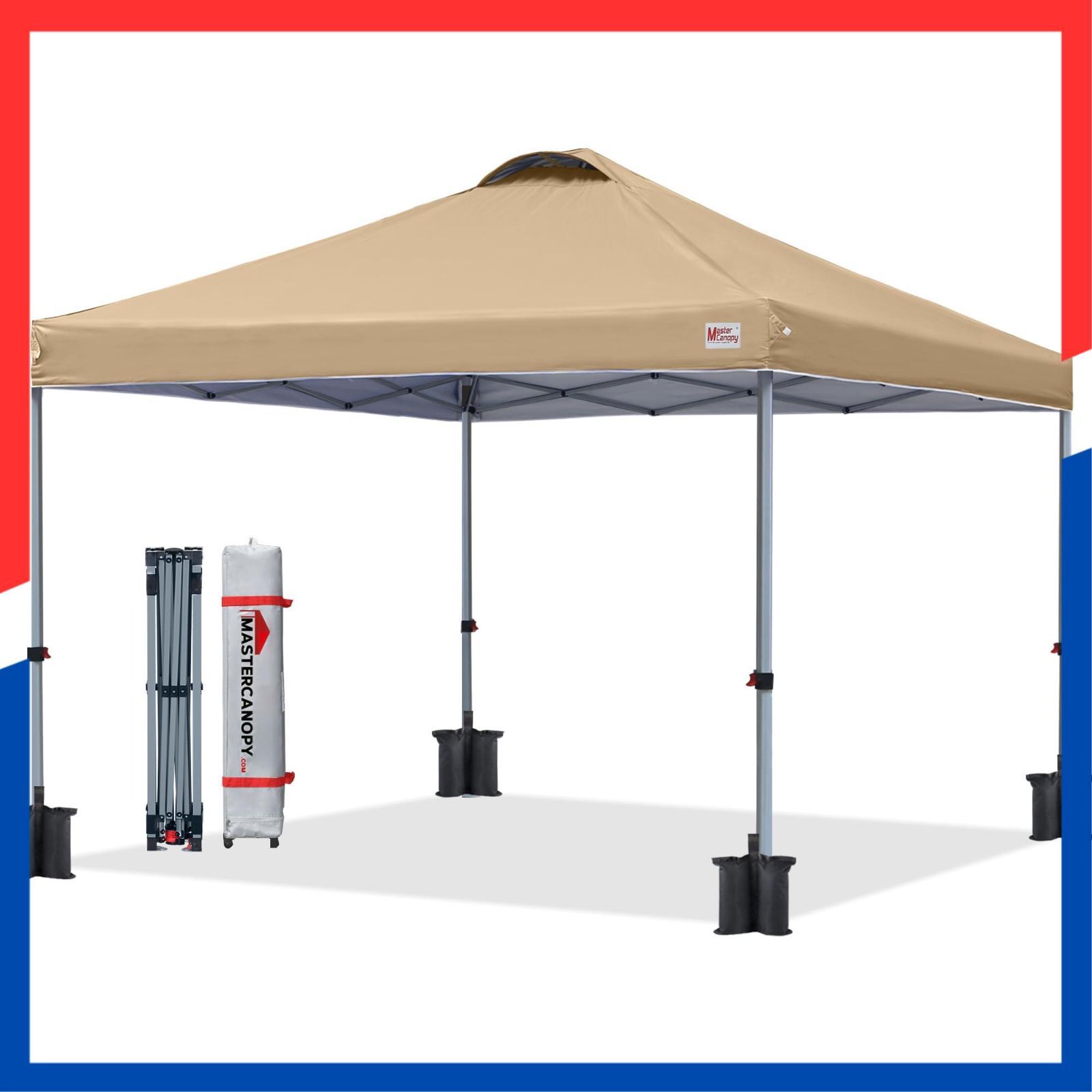 数量 2 M 5 3 マスターキャノピー MASTERCANOPY ワンタッチタープテント 三段階調節 スチールフレーム 風抜けベンチレーション 耐水 UVカット サンシェード 日除け 商用 アウトドア用 キャスターバッグ ペグ ロープ ウェイトバ